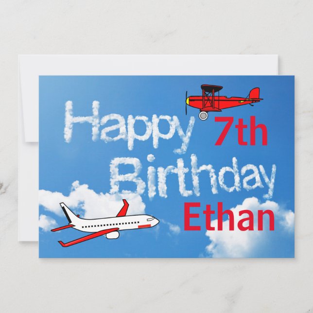 Aviões no céu - Convite para o aniversário de meni (Frente)