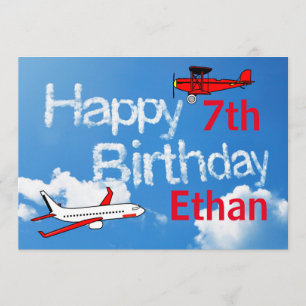 Aviões no céu - Convite para o aniversário de meni