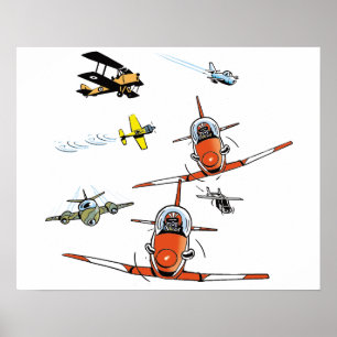 Aviões Voando Aeronáutica Poster