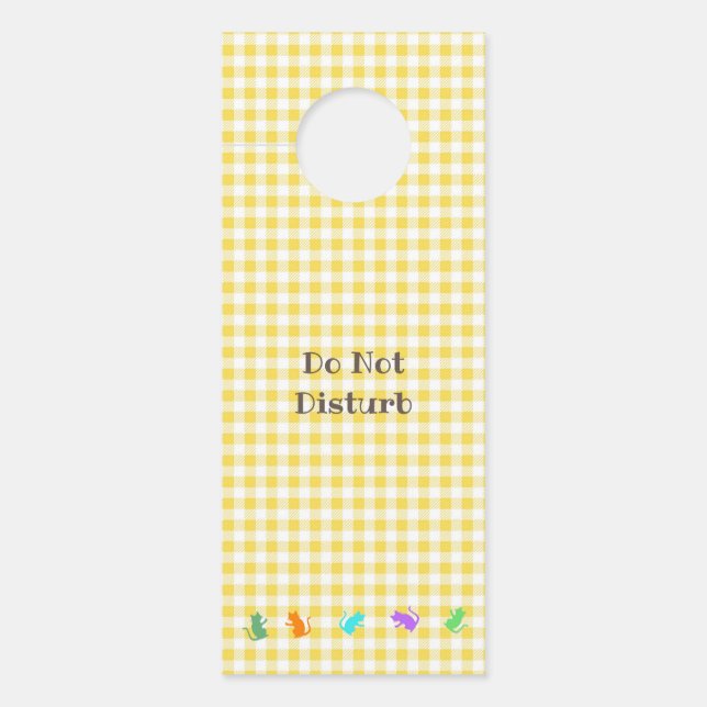 AVISO DE PORTA 文字　カスタマイズ　CAT　イエロー　ピンク ドアノブサイン (Frente)