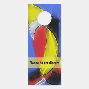 Aviso De Porta Abstrato 8230, vermelho, amarelo, preto e azul