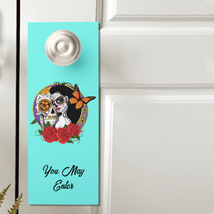 Aviso De Porta Açúcares Cranianos Elegantes Rosas Vermelhas Monar