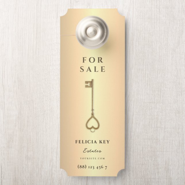 Aviso De Porta Agente Imobiliário Moderno, QR, Conversor da Porta (Na maçaneta)