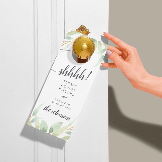 Aviso De Porta Airy Botanical Wedding Welcome/Do Not Disturb (Criador carregado)
