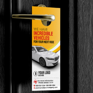 Aviso De Porta Aluguel de Carro Amarelo Profissional Automóvel