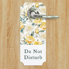 Aviso De Porta Amarela Floral Não Perturbe Por Favor Bata