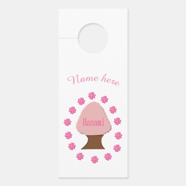 Aviso De Porta Árvore de Cereja Japonesa Hanami Personalizada (Frente)