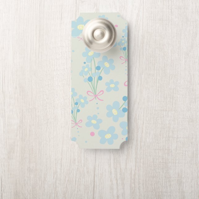 Aviso De Porta Azul Suave e Harmonia Rosa (Na maçaneta)