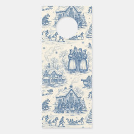 Aviso De Porta Azul Toile Chinoiserie de Inverno
