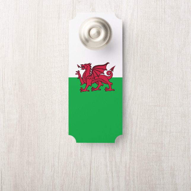 Aviso De Porta Bandeira Celta do Dragão Vermelho do País de Gales (Na maçaneta)