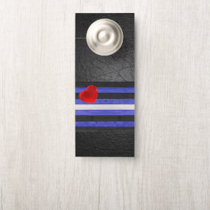 Aviso De Porta Bandeira do orgulho de couro de SlipperyJoe azul r