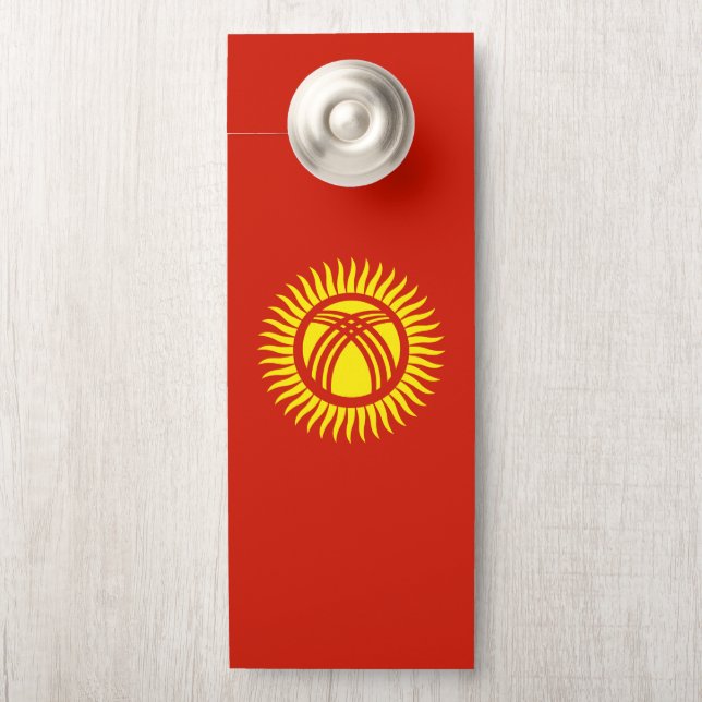 Aviso De Porta bandeira do Quirguistão (Na maçaneta)
