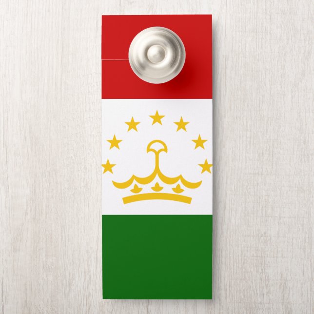 Aviso De Porta Bandeira do Tajiquistão (Na maçaneta)