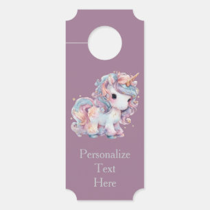 Aviso De Porta Bebê Adorável Unicórnio Cores do Arco-íris Persona
