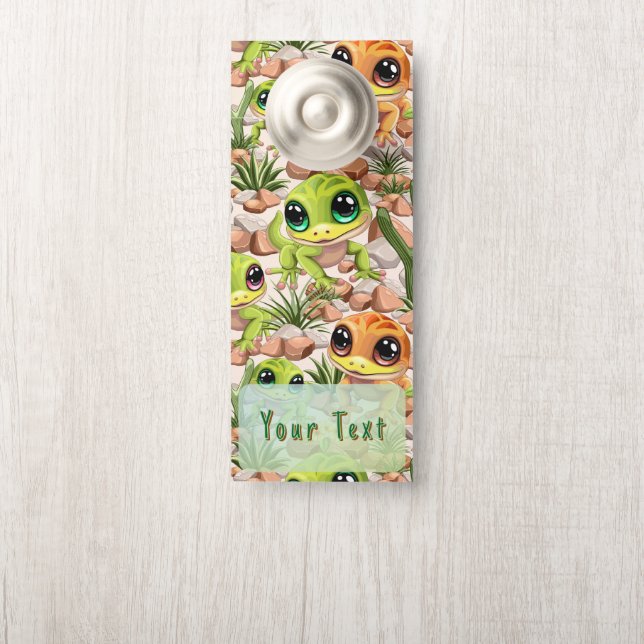 Aviso De Porta Bebê Geckos Personagens de desenho animados (Na maçaneta)