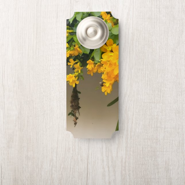 Aviso De Porta Beleza Flor de Ouro (Na maçaneta)