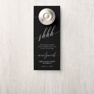 Aviso De Porta Black Shhh Caligrafia Não Perturbe Casamento