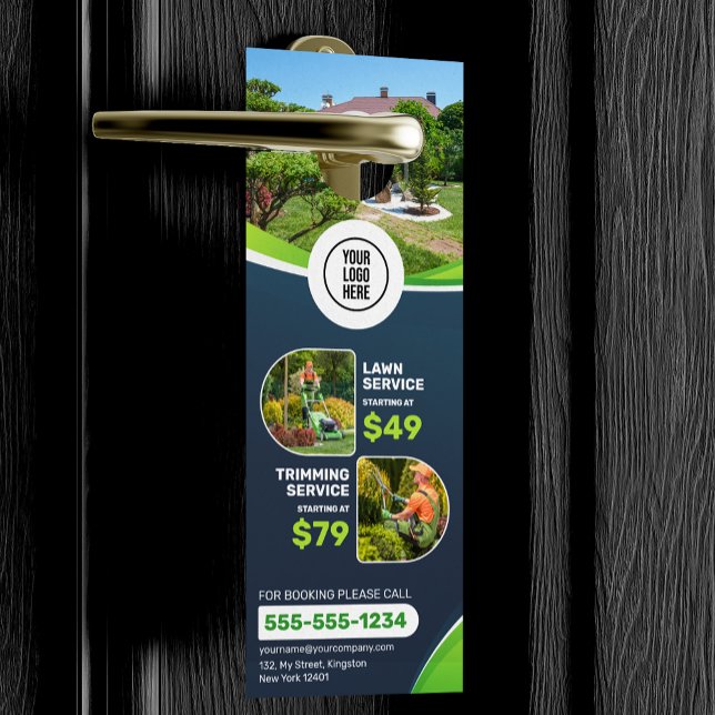 Aviso De Porta Blue Lawn Care Landscaping Trimming Service (Criador carregado)