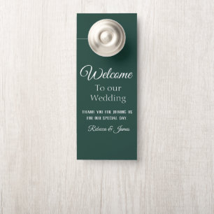 Aviso De Porta Boas-vindas ao Casamento Verde Elegante Emerald