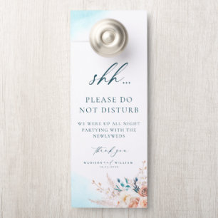 Aviso De Porta Boho Beach Destino Casamento Floral Blue