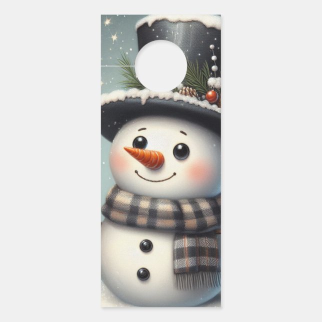 Aviso De Porta Bonito boneco de Natal/Neve de inverno (Frente)
