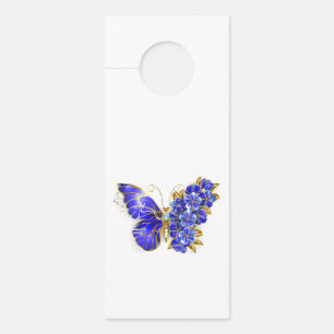 Aviso De Porta Borboleta Safira Flor
