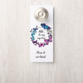 Aviso De Porta Butterfly e Flowers Citação ou nome personalizado