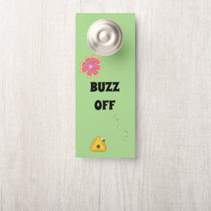 Aviso De Porta BUZZ OFF Vem Na Bumblebeia Personalizada Pensada
