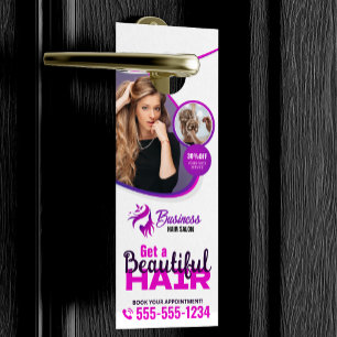 Aviso De Porta Cabeleireiro Salão de Beleza Maquiagem Cabelo Roxo