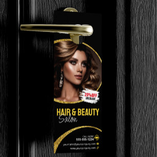 Aviso De Porta Cabelereiro Glamouroso Salão de Beleza com Brilho 