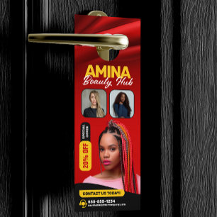 Aviso De Porta Cabelo Vermelho e Salão de Beleza Estilista de Tra
