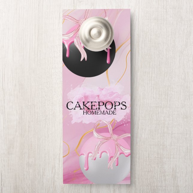 Aviso De Porta Cake Pops Baker Bakery Treats Pink (Na maçaneta)