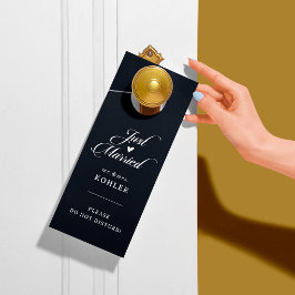Aviso De Porta Caligrafia Preto Branco Casamento Recém-Casados De