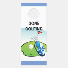 Aviso De Porta Cartoon Desenhado para Quem Foi Jogar Golfe