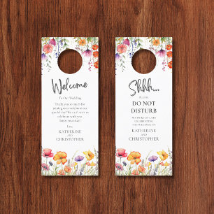 Aviso De Porta Casamento Colorido De Flores Selvagens Shhh Não In
