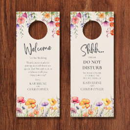 Aviso De Porta Casamento Colorido De Flores Selvagens Shhh Não In