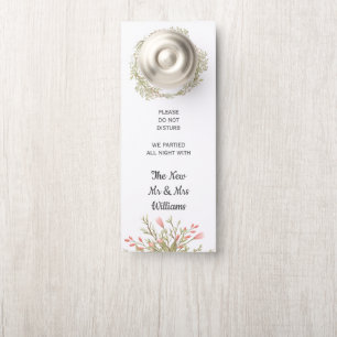 Aviso De Porta Casamento com flor de prado delicada rosa Não Inco