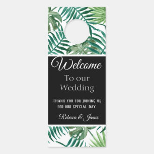 Aviso De Porta Casamento de Folhas Tropicais Boas-vindas Perigo d