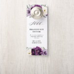 Aviso De Porta Casamento De Pomada De Roxo Não Incomodar<br><div class="desc">Casamento floral elegante no meio do verão não perturba o cabide de porta que apresenta um buquê de pessoas com rosas de aquarelas em tons de ameixa roxa, floral de marfim de champanhe e sábio, folhas de eucalipto botânico verde-pelúcia. Por favor, encontre mais designs e variações na minha loja de...</div>