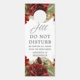 Aviso De Porta Casamento de Rosa da Borgonha Vermelha e Dourada V