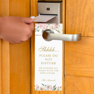 Aviso De Porta Casamento Dourado Rosa Elegante Não Incomodar
