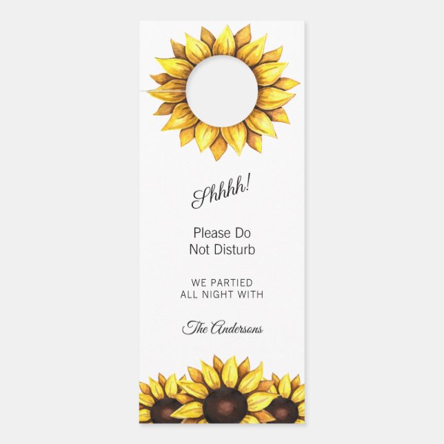 Aviso De Porta Casamento Floral de Girassol Queda Amarelo (Frente)