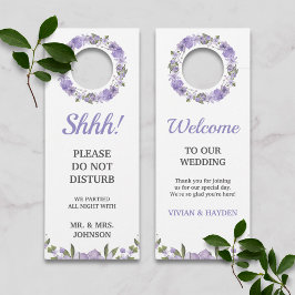 Aviso De Porta Casamento Floral Purple Bem-vindo/Não Incomodar