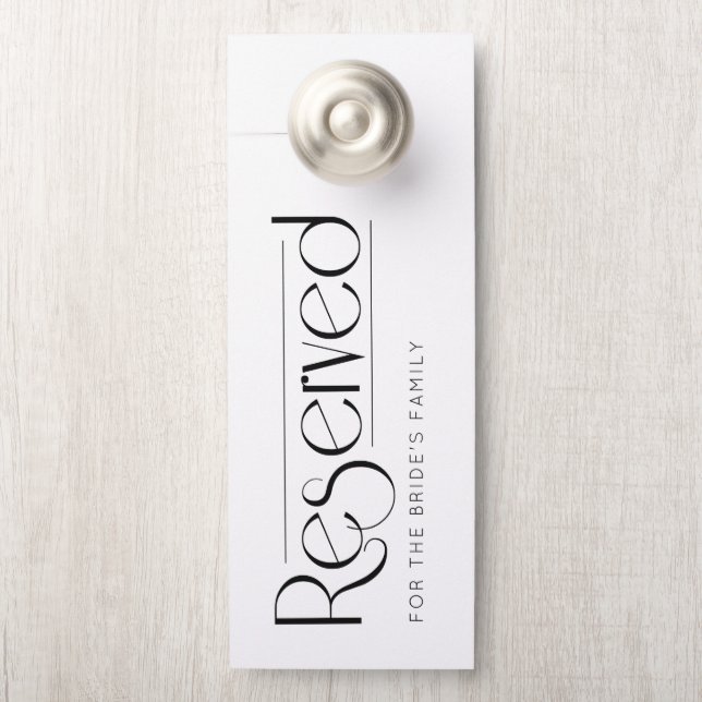 Aviso De Porta Casamento Preto Branco Simples Reservado (Na maçaneta)