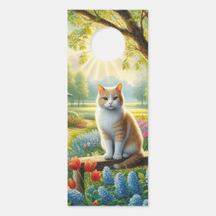 Aviso De Porta Casca de primavera/jardim e gato