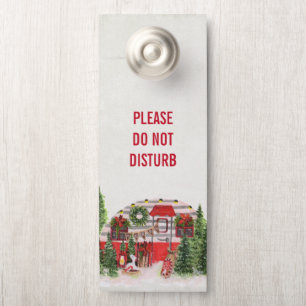 Aviso De Porta Cena Rústica de Camping de Natal 'Não Perturbe'