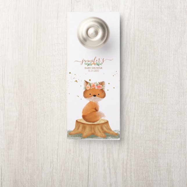 Aviso De Porta Chá de Bebê da Meadow Fox (Na maçaneta)
