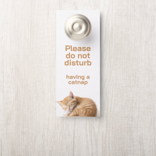Aviso De Porta Cochilo de gato (Na maçaneta)