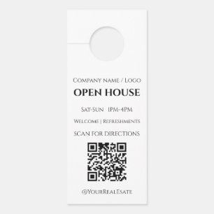 Aviso De Porta Código QR de Imóvel de Casa Aberta Minimalista Mod