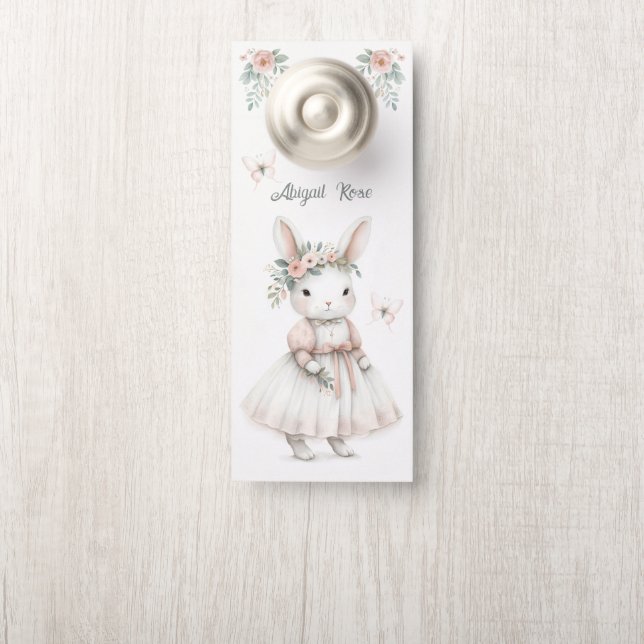 Aviso De Porta Coelhinho num Vestido (Na maçaneta)